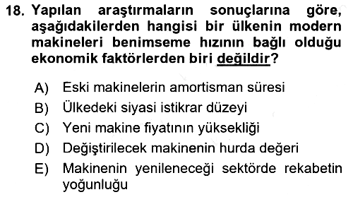 İktisadi Kalkınma 2017-2018 3 Ders Sınavı - 18. soru