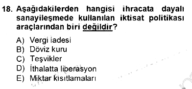 İktisadi Kalkınma 2012-2013 Ara Sınav - 18. soru