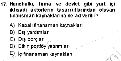 İktisadi Kalkınma 2013-2014 Ara Sınav - 17. soru