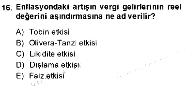 İktisadi Kalkınma 2014-2015 Ara Sınav - 16. soru