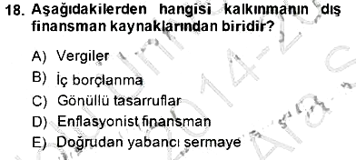 İktisadi Kalkınma 2014-2015 Ara Sınav - 18. soru