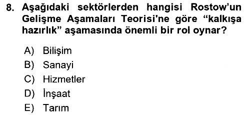 İktisadi Kalkınma 2018-2019 Ara Sınav - 8. soru