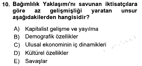 İktisadi Kalkınma 2021-2022 Ara Sınav - 10. soru