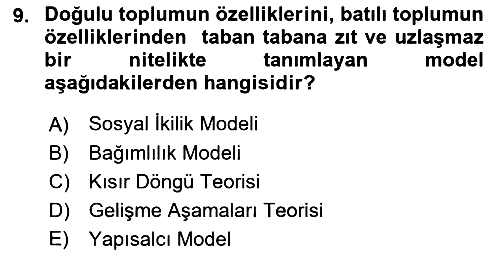 İktisadi Kalkınma 2022-2023 Ara Sınav - 9. soru