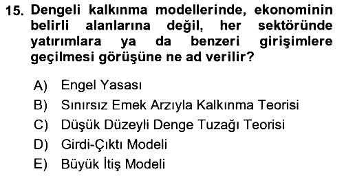İktisadi Kalkınma 2022-2023 Ara Sınav - 15. soru