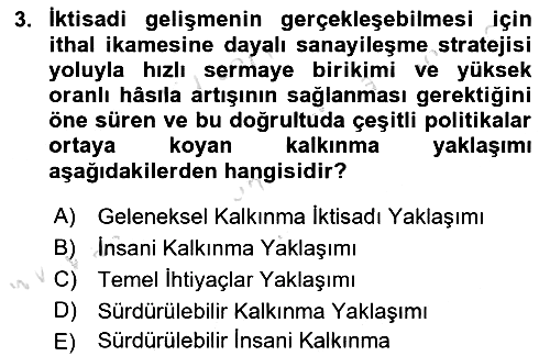 İktisadi Kalkınma 2024-2025 Ara Sınav - 3. soru
