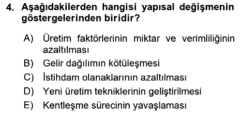 İktisadi Kalkınma 2024-2025 Ara Sınav - 4. soru