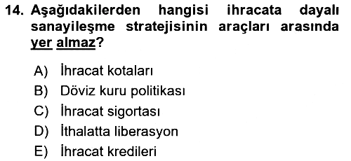 İktisadi Kalkınma 2024-2025 Ara Sınav - 14. soru