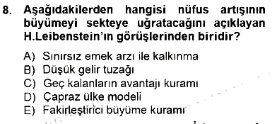 İktisadi Kalkınma 2012-2013 Dönem Sonu Sınavı - 8. soru