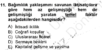 İktisadi Kalkınma 2012-2013 Dönem Sonu Sınavı - 11. soru