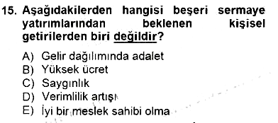 İktisadi Kalkınma 2012-2013 Dönem Sonu Sınavı - 15. soru