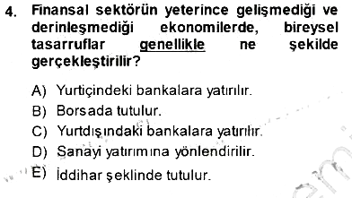 İktisadi Kalkınma 2013-2014 Dönem Sonu Sınavı - 4. soru