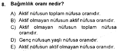 İktisadi Kalkınma 2014-2015 Dönem Sonu Sınavı - 8. soru
