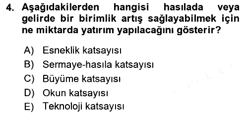 İktisadi Kalkınma 2017-2018 Dönem Sonu Sınavı - 4. soru