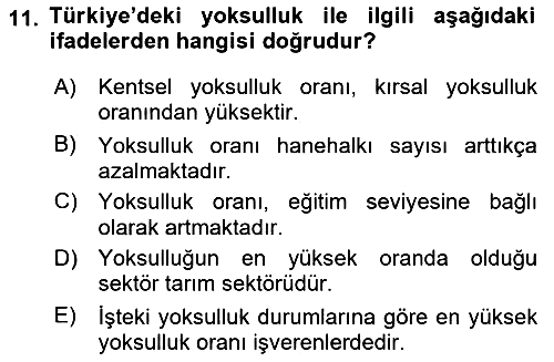 İktisadi Kalkınma 2018-2019 Dönem Sonu Sınavı - 11. soru