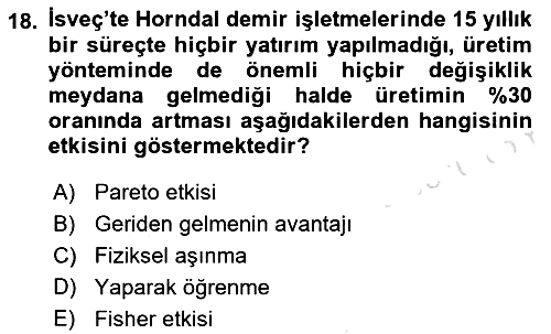 İktisadi Kalkınma 2019-2020 Dönem Sonu Sınavı - 18. soru