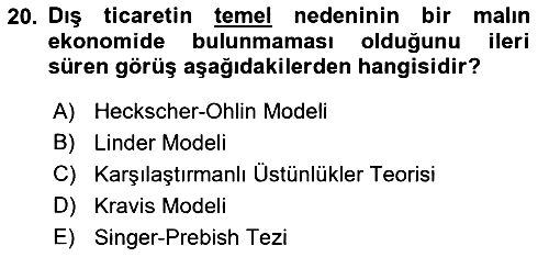 İktisadi Kalkınma 2021-2022 Dönem Sonu Sınavı - 20. soru