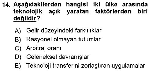 İktisadi Kalkınma 2024-2025 Dönem Sonu Sınavı - 14. soru