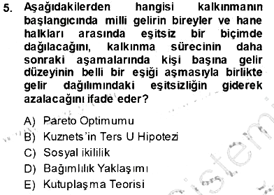 İktisadi Kalkınma 2013-2014 Tek Ders Sınavı - 5. soru