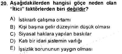 İktisadi Kalkınma 2013-2014 Tek Ders Sınavı - 20. soru
