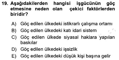 İktisadi Kalkınma 2020-2021 Yaz Okulu Sınavı - 19. soru
