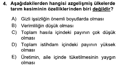 İktisadi Kalkınma 2021-2022 Yaz Okulu Sınavı - 4. soru