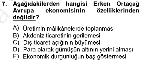 İktisat Tarihi 2012-2013 Ara Sınav - 7. soru