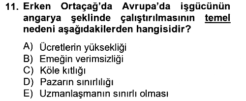 İktisat Tarihi 2012-2013 Ara Sınav - 11. soru