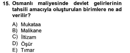 İktisat Tarihi 2012-2013 Ara Sınav - 15. soru