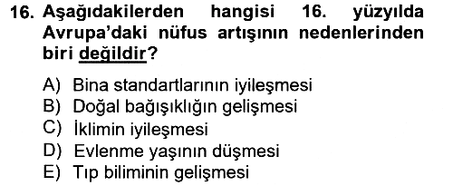 İktisat Tarihi 2012-2013 Ara Sınav - 16. soru