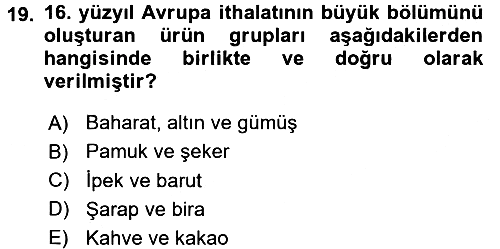 İktisat Tarihi 2015-2016 Ara Sınav - 19. soru