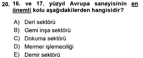 İktisat Tarihi 2015-2016 Ara Sınav - 20. soru
