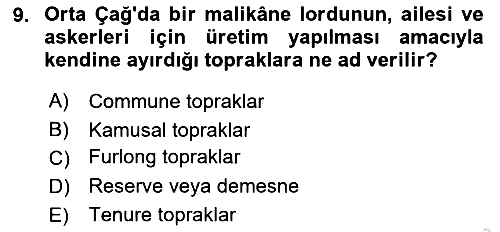 İktisat Tarihi 2024-2025 Ara Sınav - 9. soru