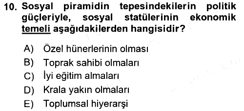 İktisat Tarihi 2017-2018 Dönem Sonu Sınavı - 10. soru