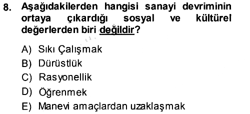 İktisat Tarihi 2013-2014 Tek Ders Sınavı - 8. soru