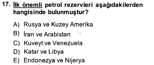 İktisat Tarihi 2013-2014 Tek Ders Sınavı - 17. soru