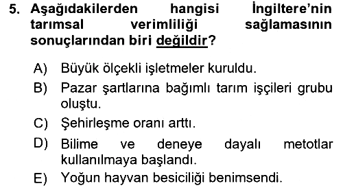 İktisat Tarihi 2015-2016 Tek Ders Sınavı - 5. soru