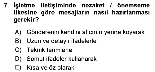 İşletme İletişimi 2024-2025 Ara Sınav - 7. soru