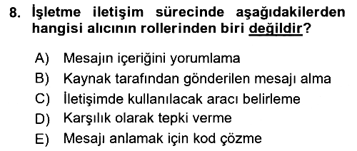 İşletme İletişimi 2024-2025 Ara Sınav - 8. soru