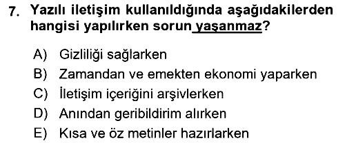 İşletme İletişimi 2021-2022 Dönem Sonu Sınavı - 7. soru