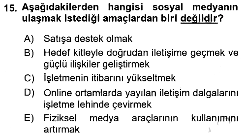 İşletme İletişimi 2021-2022 Yaz Okulu Sınavı - 15. soru