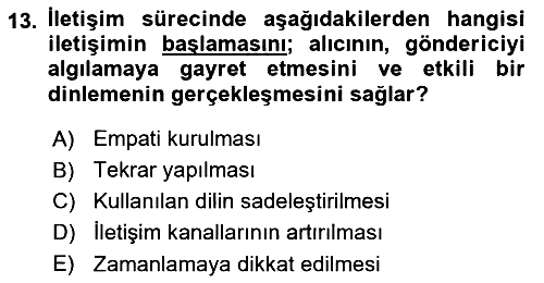 İşletme İletişimi 2023-2024 Yaz Okulu Sınavı - 13. soru