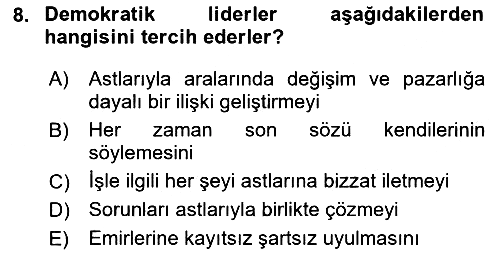 İşletme İletişimi 2024-2025 Yaz Okulu Sınavı - 8. soru