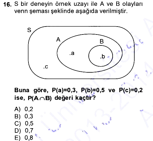 İstatistik 1 2013-2014 Ara Sınav - 16. soru