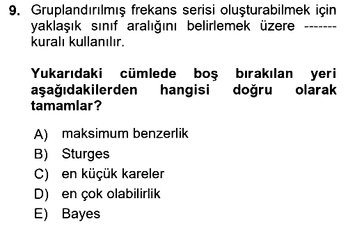 İstatistik 1 2023-2024 Ara Sınav - 9. soru