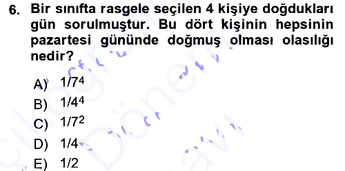 İstatistik 1 2015-2016 Dönem Sonu Sınavı - 6. soru