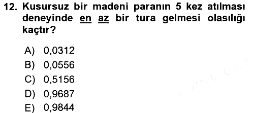 İstatistik 1 2017-2018 Dönem Sonu Sınavı - 12. soru