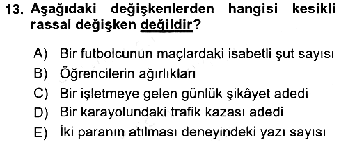 İstatistik 1 2017-2018 Dönem Sonu Sınavı - 13. soru
