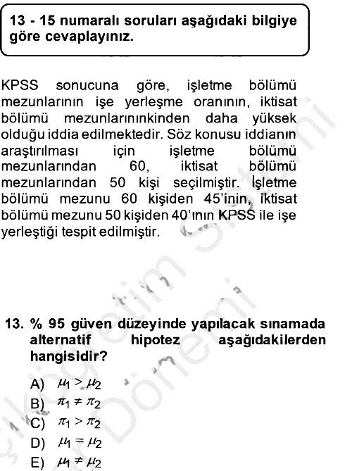 İstatistik 2 2014-2015 Ara Sınav - 13. soru