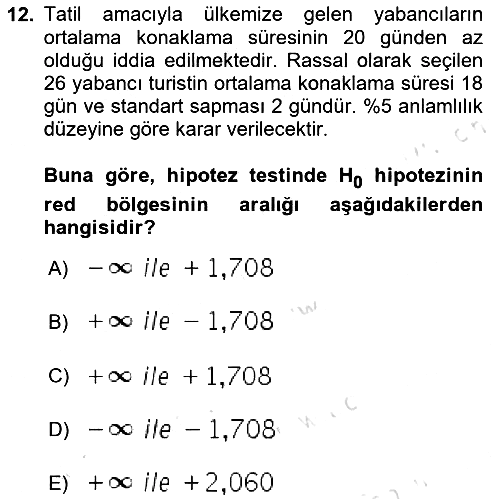 İstatistik 2 2023-2024 Ara Sınav - 12. soru